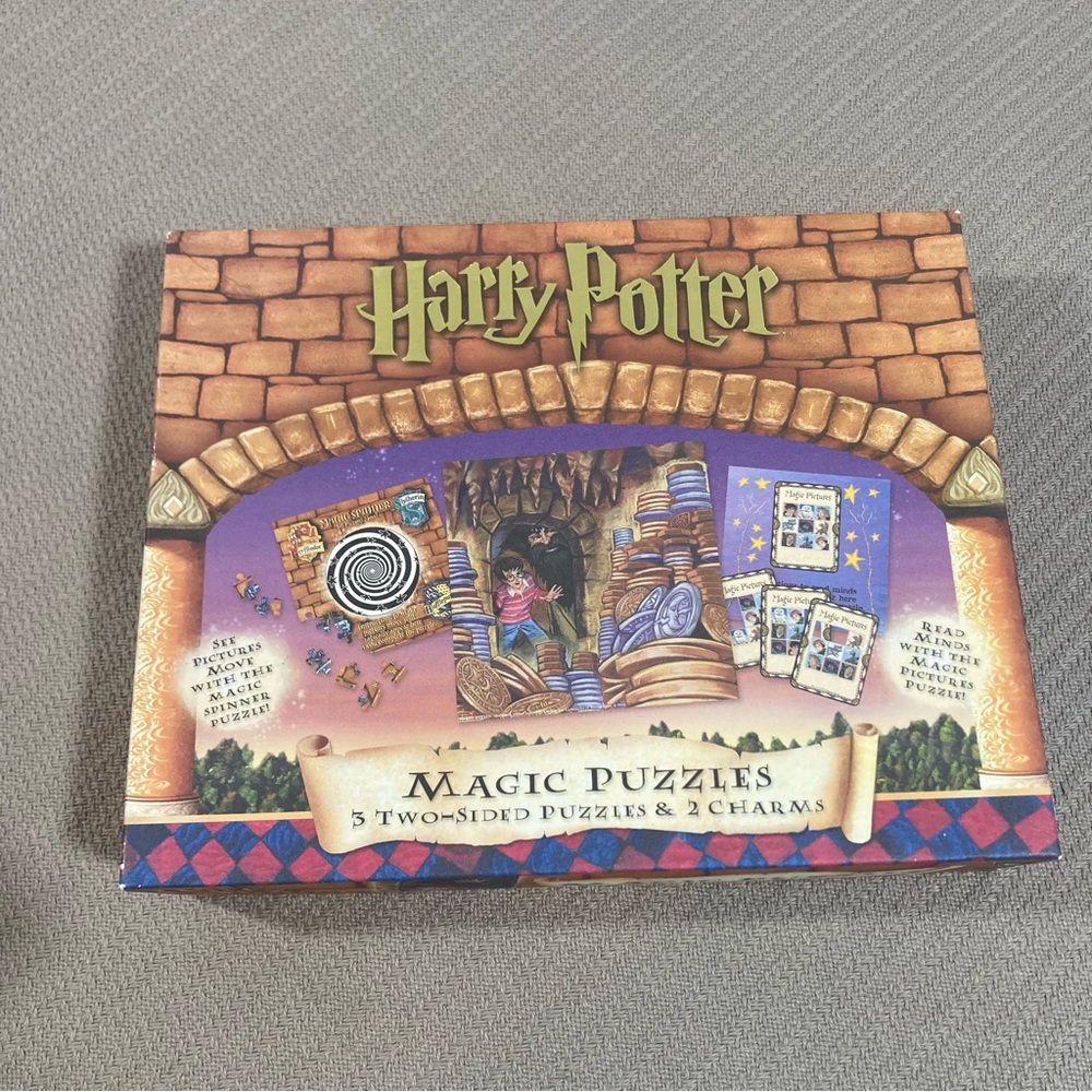 Vintage Harry Potter Puzzle 3 Double Sided Magic Puzzles